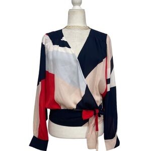 Tanya Taylor Klara Colorblock Print Top Blouse NWOT